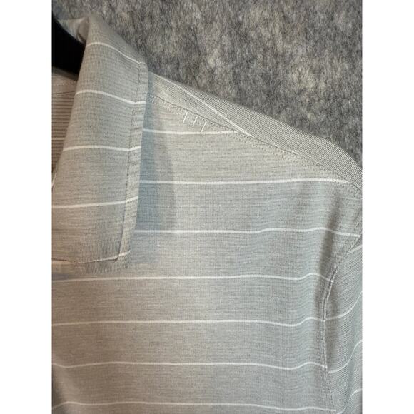 Lululemon Mens Gray White Stripe Performance Polo Stretch Lightweight - Medium - Picture 2 of 6